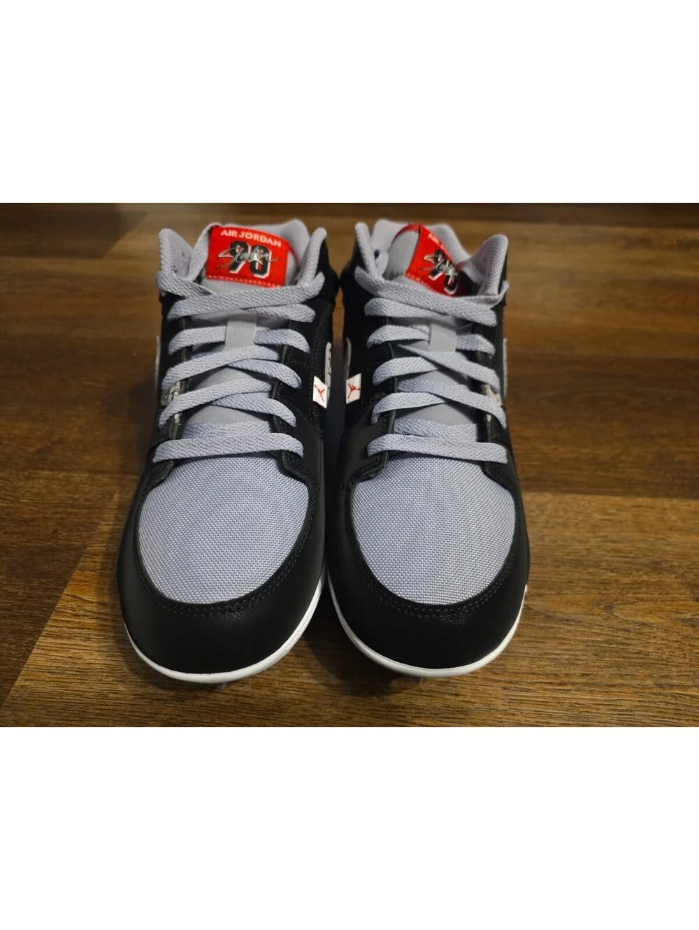 Size 9.5 Nike Air Jordan Stadium 90 Low TD Black Cement Football HQ0210-060 Men